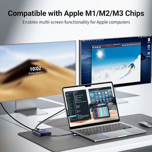 محول HDMI مزدوج 4K لأجهزة MacBooks - موزع USB-C إلى HDMI مزدوج لشاشات متعددة، ومحول HDMI إلى USB-C ومحول HDMI إلى USB-C للشاشة، توافق سلس مع M1، M2، M3، DisplayLink in Saudi Arabia