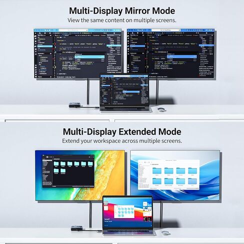 محول HDMI مزدوج 4K لأجهزة MacBooks - موزع USB-C إلى HDMI مزدوج لشاشات متعددة، ومحول HDMI إلى USB-C ومحول HDMI إلى USB-C للشاشة، توافق سلس مع M1، M2، M3، DisplayLink in Saudi Arabia