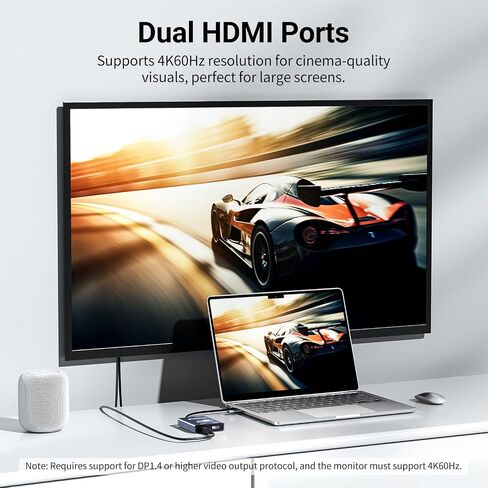محول HDMI مزدوج 4K لأجهزة MacBooks - موزع USB-C إلى HDMI مزدوج لشاشات متعددة، ومحول HDMI إلى USB-C ومحول HDMI إلى USB-C للشاشة، توافق سلس مع M1، M2، M3، DisplayLink in Saudi Arabia