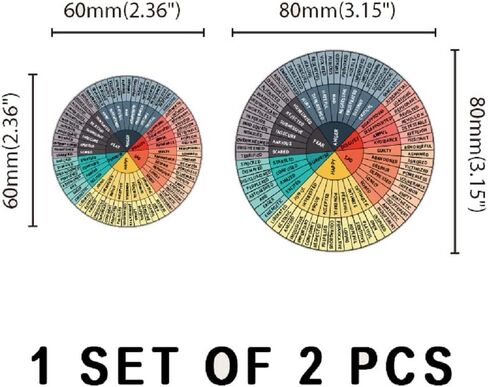 قطعتان من ملصقات الفينيل لعجلة المشاعر، ملصقات مخطط دائري من الفينيل لعجلات المشاعر ذاتية اللصق، مخططات ألوان عقلية لأجهزة الكمبيوتر المحمول وكأس السيارة وملصقات المدرسة والمكتب ولوحة التزلج ومستشار الموظفين الاجتماعي in Kuwait