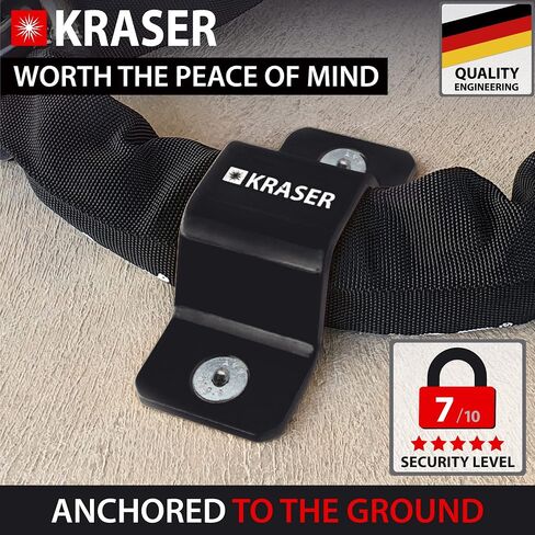 مرساة أرضية أو حائط من KRASER KR40B، نقطة مرساة شديدة التحمل مضادة للسرقة، قوة عالية، قفل مرساة للدراجات النارية، مدمج لأمن الدراجات النارية، أسود in Kuwait