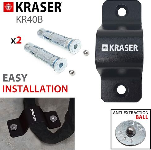 مرساة أرضية أو حائط من KRASER KR40B، نقطة مرساة شديدة التحمل مضادة للسرقة، قوة عالية، قفل مرساة للدراجات النارية، مدمج لأمن الدراجات النارية، أسود in Kuwait