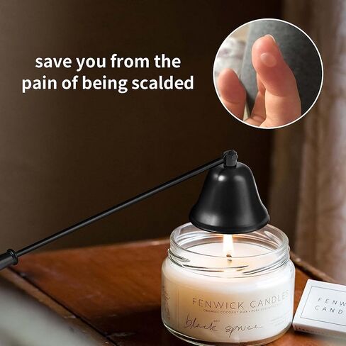 KEAIDUO Candle Snuffer, Candle Extinguisher with Long Handle, Polished Stainless Steel Wick Flame Snuffer for Putting Out Candle Flame Safely, Best Gift for Candle Lovers Black in Saudi Arabia
