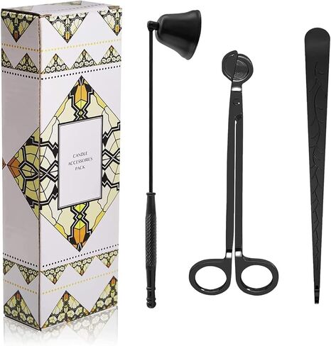 مطفأة الشموع، طفاية الشموع بمقبض طويل، مطفأة اللهب من الفولاذ المقاوم للصدأ المصقول لإخماد لهب الشمعة بأمان، أفضل هدية لمحبي الشموع باللون الأسود in Kuwait