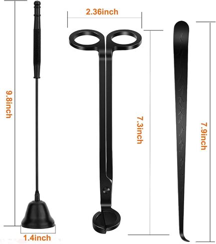 مطفأة الشموع، طفاية الشموع بمقبض طويل، مطفأة اللهب من الفولاذ المقاوم للصدأ المصقول لإخماد لهب الشمعة بأمان، أفضل هدية لمحبي الشموع باللون الأسود in Kuwait