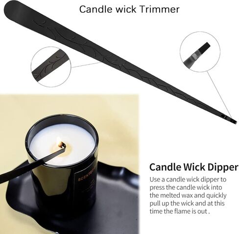 مطفأة الشموع، طفاية الشموع بمقبض طويل، مطفأة اللهب من الفولاذ المقاوم للصدأ المصقول لإخماد لهب الشمعة بأمان، أفضل هدية لمحبي الشموع باللون الأسود in Kuwait