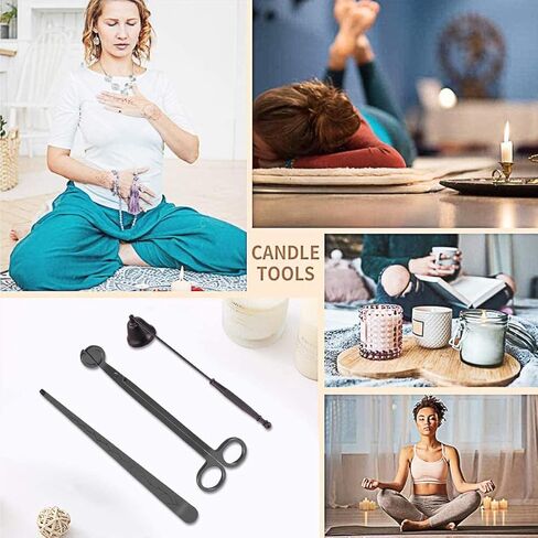 مطفأة الشموع، طفاية الشموع بمقبض طويل، مطفأة اللهب من الفولاذ المقاوم للصدأ المصقول لإخماد لهب الشمعة بأمان، أفضل هدية لمحبي الشموع باللون الأسود in Kuwait