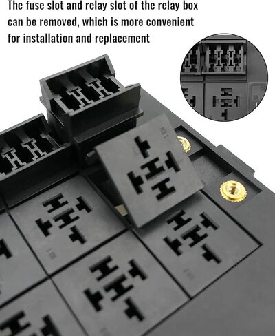 12V Fuse Relay Box, 4 Relay Slots and 15 ATC/ATO Fuse Holder, with 4-pin JD1912 40A Relay and 15 ATC/ATO Blade Fuses, Relay Fuse Block for Automotive Car Truck Marine Boat in Kuwait