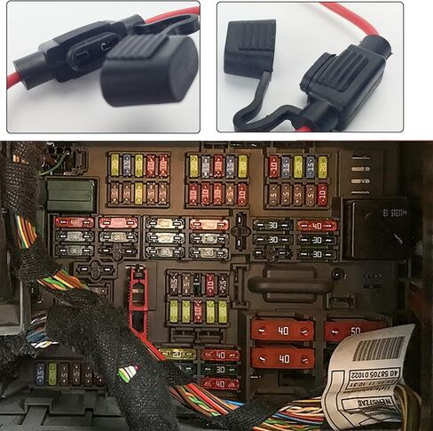 حامل الصمامات المضمنة MuHize - صنابير الصمامات القياسية للسيارة المطورة، 12 فولت صمام الدائرة الإضافية 12 مقياس مقاوم للماء APR ATO ATC سلك الصمامات المضمنة مع صمامات قياسية 40AMP (3 عبوات) in Kuwait