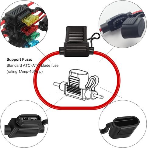 حامل الصمامات المضمنة MuHize - صنابير الصمامات القياسية للسيارة المطورة، 12 فولت صمام الدائرة الإضافية 12 مقياس مقاوم للماء APR ATO ATC سلك الصمامات المضمنة مع صمامات قياسية 40AMP (3 عبوات) in Kuwait