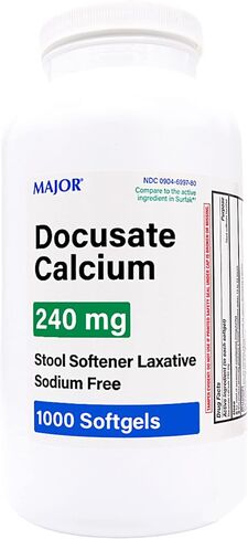 ميجور فارماسيوتيكالز دوكوسات كالسيوم 240 ملجم منعم البراز ملين خالي من الصوديوم - 1000 كبسولة هلامية in Kuwait