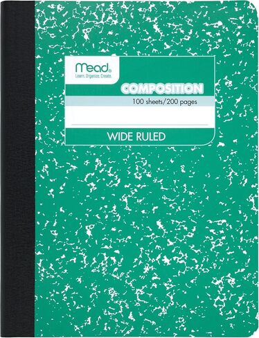 Mead Composition Book, Notebook, Wide Ruled, 9.75 x 7.5 Inch, Green (72249) in Saudi Arabia