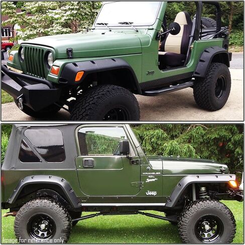 DNA Motoring WF-JEEP97-MBK مشاعل عجلة جانبية مثبتة بالجيب 4 قطع/مجموعة متوافقة مع 1997-2006 Wrangler 7 بوصات تغطية الإطارات الأمامية/الخلفية in Saudi Arabia