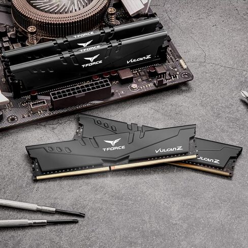 TEAMGROUP T-Force Vulcan Z DDR4 32GB Kit (2x16GB) 3200MHz (PC4-25600) CL16 Desktop Memory Module Ram Black TLZBD432G3200HC16FDC01 in Saudi Arabia