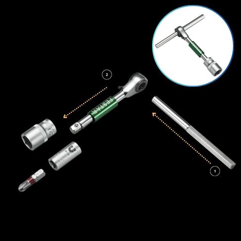 مجموعة مقابس على شكل حرف T، مقبس مفتاح ربط بسقاطة 1/4 بوصة، مقبس لقم توركس، مقبس لقم سداسي، فولاذ CRV، شريط تمديد، قارنة توصيل مغناطيسية، متري، 39 قطعة in Kuwait