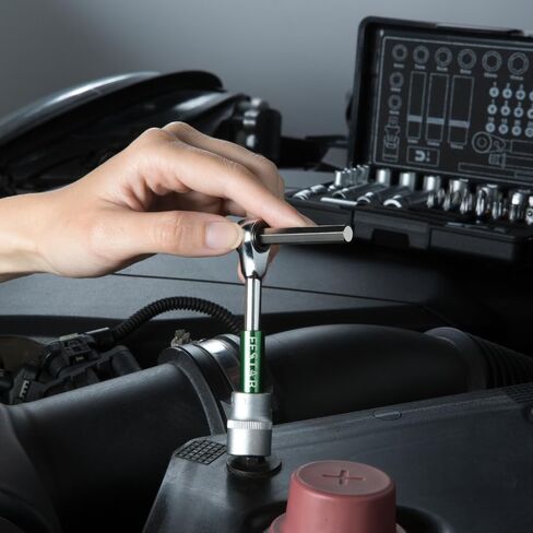 مجموعة مقابس على شكل حرف T، مقبس مفتاح ربط بسقاطة 1/4 بوصة، مقبس لقم توركس، مقبس لقم سداسي، فولاذ CRV، شريط تمديد، قارنة توصيل مغناطيسية، متري، 39 قطعة in Kuwait