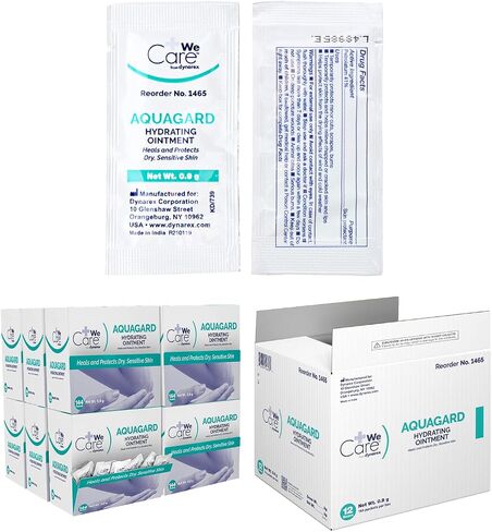 Dynarex WeCare AquaGard Hydrating Ointment, Fragrance-Free Moisturizer, use on Dry Skin for Whole Body Skin Care, Heel Softener, White, 1 Box of 144-0.9 Gram Packets of Hydrating Ointment in Saudi Arabia