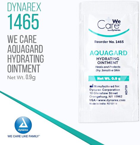 Dynarex WeCare AquaGard Hydrating Ointment, Fragrance-Free Moisturizer, use on Dry Skin for Whole Body Skin Care, Heel Softener, White, 1 Box of 144-0.9 Gram Packets of Hydrating Ointment in Saudi Arabia