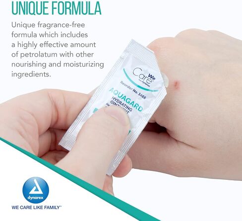 Dynarex WeCare AquaGard Hydrating Ointment, Fragrance-Free Moisturizer, use on Dry Skin for Whole Body Skin Care, Heel Softener, White, 1 Box of 144-0.9 Gram Packets of Hydrating Ointment in Saudi Arabia