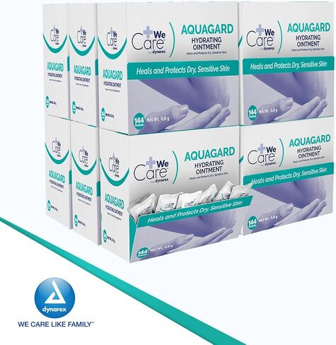 Dynarex WeCare AquaGard Hydrating Ointment, Fragrance-Free Moisturizer, use on Dry Skin for Whole Body Skin Care, Heel Softener, White, 1 Box of 144-0.9 Gram Packets of Hydrating Ointment in Saudi Arabia