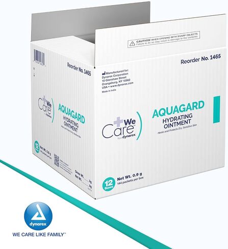 Dynarex WeCare AquaGard Hydrating Ointment, Fragrance-Free Moisturizer, use on Dry Skin for Whole Body Skin Care, Heel Softener, White, 1 Box of 144-0.9 Gram Packets of Hydrating Ointment in Saudi Arabia