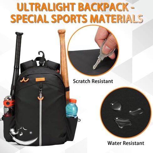 Baseball Backpack, Softball Bat Bag with Shoes Compartment, Lightweight Baseball Bag, Batting Mitten, Helmet, Caps, Teeball Gear in Saudi Arabia