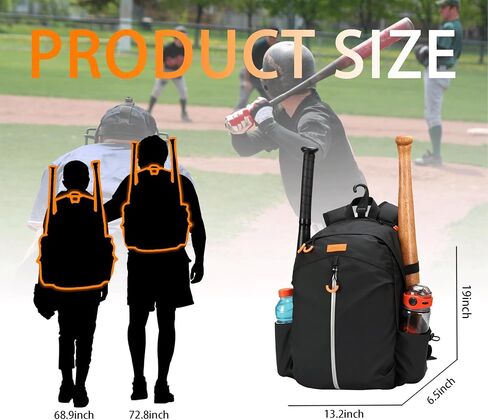 Baseball Backpack, Softball Bat Bag with Shoes Compartment, Lightweight Baseball Bag, Batting Mitten, Helmet, Caps, Teeball Gear in Saudi Arabia