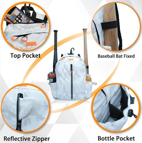 Baseball Backpack, Softball Bat Bag with Shoes Compartment, Lightweight Baseball Bag, Batting Mitten, Helmet, Caps, Teeball Gear in Saudi Arabia