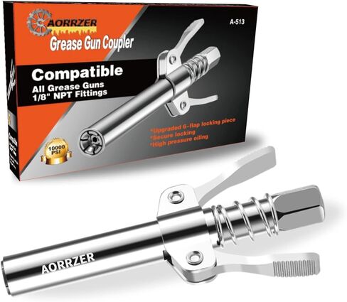 وصلة مسدس الشحوم - ترقية الوصول الإضافي لتركيبات الشحوم المجوفة، قفل قوي على قارنات الشحوم، متوافقة مع جميع مسدسات الشحوم 1/8 بوصة تركيبات NPT، XL قفل أطراف مسدس الشحوم سريعة التحرير in Kuwait