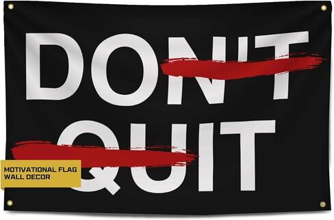 لافتة الصالة الرياضية التحفيزية Gold Trident Don't Quit Motivational Gym - ألهم تمرينك بهذه اللافتة - ديكور حائط مثالي للياقة البدنية للصالة الرياضية والنوم - ابق متحفزًا بفن التحفيز الرائع - 3 × 5 أقدام in Kuwait