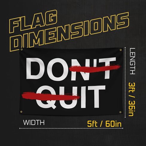 لافتة الصالة الرياضية التحفيزية Gold Trident Don't Quit Motivational Gym - ألهم تمرينك بهذه اللافتة - ديكور حائط مثالي للياقة البدنية للصالة الرياضية والنوم - ابق متحفزًا بفن التحفيز الرائع - 3 × 5 أقدام in Kuwait