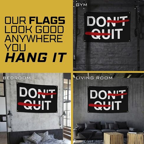 لافتة الصالة الرياضية التحفيزية Gold Trident Don't Quit Motivational Gym - ألهم تمرينك بهذه اللافتة - ديكور حائط مثالي للياقة البدنية للصالة الرياضية والنوم - ابق متحفزًا بفن التحفيز الرائع - 3 × 5 أقدام in Kuwait