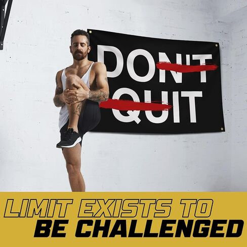لافتة الصالة الرياضية التحفيزية Gold Trident Don't Quit Motivational Gym - ألهم تمرينك بهذه اللافتة - ديكور حائط مثالي للياقة البدنية للصالة الرياضية والنوم - ابق متحفزًا بفن التحفيز الرائع - 3 × 5 أقدام in Kuwait