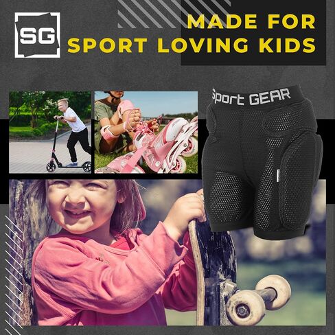 Recruit Padded Shorts for Kids 3'10"– 4'6" ft in Height - 3D Protection Hip Pants for Inline Skating, Skateboarding in Saudi Arabia