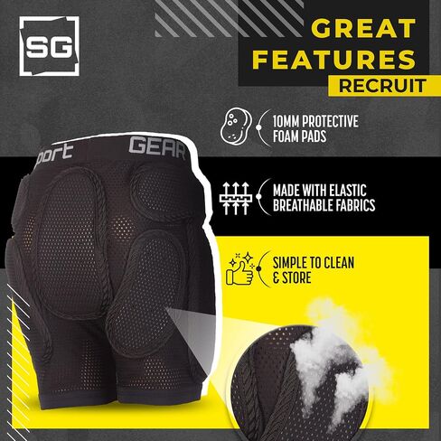 Recruit Padded Shorts for Kids 3'10"– 4'6" ft in Height - 3D Protection Hip Pants for Inline Skating, Skateboarding in Saudi Arabia