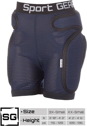 Recruit Padded Shorts for Kids 3'10"– 4'6" ft in Height - 3D Protection Hip Pants for Inline Skating, Skateboarding in Saudi Arabia