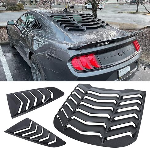 فتحات النوافذ الخلفية والجانبية مناسبة لسيارات Ford Mustang 2015 2016 2017 2018 2019 2020 2021 2022 2023 حاجب نافذة ABS أسود غير لامع غطاء ظل الشمس فتحة تهوية بنمط GT Lambo in Saudi Arabia