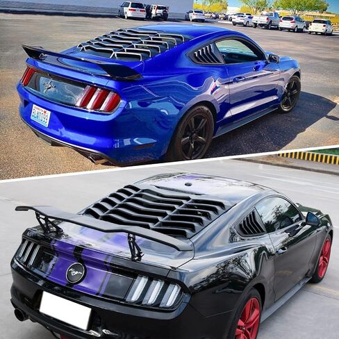 فتحات النوافذ الخلفية والجانبية مناسبة لسيارات Ford Mustang 2015 2016 2017 2018 2019 2020 2021 2022 2023 حاجب نافذة ABS أسود غير لامع غطاء ظل الشمس فتحة تهوية بنمط GT Lambo in Saudi Arabia