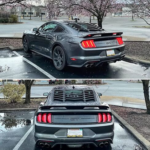 فتحات النوافذ الخلفية والجانبية مناسبة لسيارات Ford Mustang 2015 2016 2017 2018 2019 2020 2021 2022 2023 حاجب نافذة ABS أسود غير لامع غطاء ظل الشمس فتحة تهوية بنمط GT Lambo in Saudi Arabia