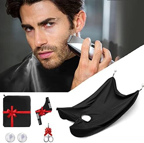 Besititli Beard Bib Apron Kit, Beard Hair Clippings Catcher for Men Shaving & Trimming, Non-Stick Waterproof Grooming Cape Apron with Adjustable Neck Straps, Best Gift for Men in Saudi Arabia