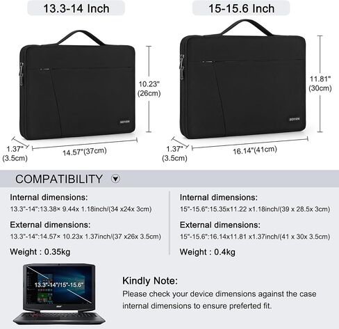 Laptop Case 14 Inch Laptop Sleeve with Portable Handle Waterproof Durable Carrying Bag Protective Briefcase for Company College Compatible with 13.3"-14" ASUS/DELL/Lenovo/ACER Notebook, Black in Saudi Arabia