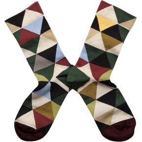 Women's Premium Egyptian Cotton Mid-Calf Socks - Comfortable and Durable - Lozange Multico Model - Made in France - 1 Pair of Socks - Size 42/44, Lozange Multico, 42-44