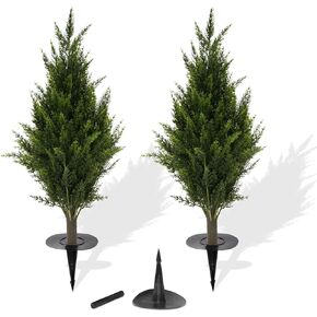 28 بوصة الارتفاع الاصطناعي Topress Topiary مقاوم للأشعة فوق البنفسجية رائعة للداخلية والخارجية ، وسهلة التثبيت ، مجموعة من الأشجار الاصطناعية مع ارتفاع. من السهل الدفع في الأرض