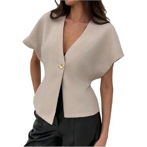 Makemechic Women's V blazer blazer top button button single supe suction suit suit blazers