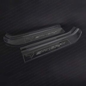 C7 Clear Door Sill Protectors for 2014-2019 Stingray, Z51, Z06 Corvette (Clear w/Embossed Stingray Script)