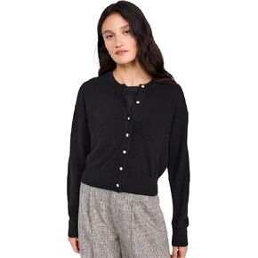 White + Warren Women's Cashmere Rhinestone Button Cardigan