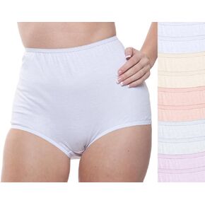 10-Pack Women's Soft Cotton Full Cut Coverage High Rise Brief Panties
