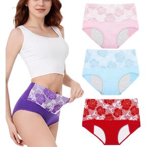 High Waisted Underwear for Women Full Coverage Cotton Panties Plus Size Leakproof Briefs Tummy Control Underwear
