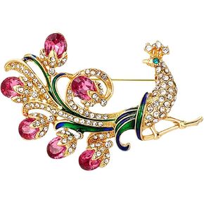 Enamel Animal Brooch for Women Cute Animal Pin Rhinestone Vintage Lapel Safety Pin Christmas Birthday Anniversary Dress Accessories Jewelry Gift