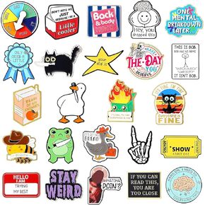 25 Pcs Funny Enamel Pins Pack - Cute Cool Fun Pin for Lapel Pin Backpacks Badges Hats Bags - Funny Pins for Women Men - Unique Novelty Assorted Cartoon Bulk Supply Accessories Gifts